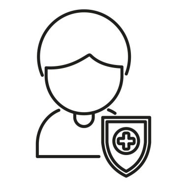 Bakteri adam ikon ana hatları vektörü. Bağışıklık sistemi. Savunma sağlıklı