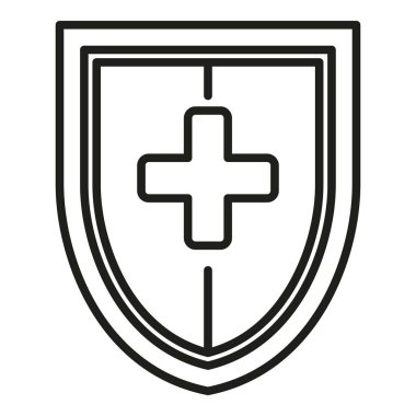 Tıbbi kalkan ikonu ana hat vektörü. Virüsü durdur. Bakteri hastalığı