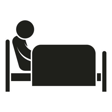 Yatak uykusuzluğu simgesi basit bir vektör. Uyku problemi. Gece uyandı