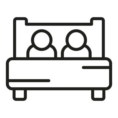 Çift uyku problemi ikon ana hatları vektörü. Stres bozukluğu. Uyanık olan kişi