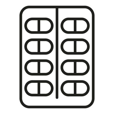 Uyku hapı ikonu ana hatları vektörü. Uykusuzluk sorunu. Uykulu adam.