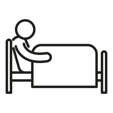 Yatak uykusuzluğu ikonu ana hatları vektörü. Uyku problemi. Gece uyandı