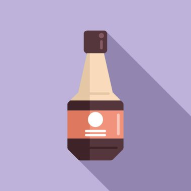 Soya sosu şişesi düz vektörü. Japon yemeği. Balık camı.