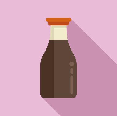 Soya sosu ikonu düz vektörü pişiriyorum. Restoran yemeği. Asya menüsü