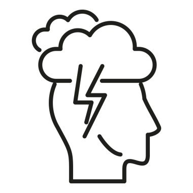 Fırtına beyin ikonu ana hatları vektörü. İlaç hastalığı. İlaç tedavisi