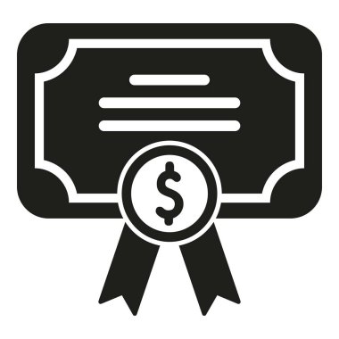 Para sertifikası simgesi basit vektör. Bozuk para rezervi. Depozito kredisi