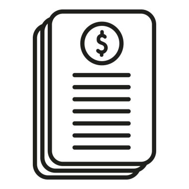 Banka belge simgesi ana hatlı vektör. Para finansmanı. Bozuk para rezervi