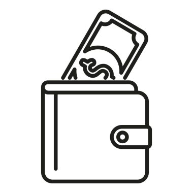 Para cüzdanı taslak vektörü. Banka finansmanı. Bozuk para bankacılığı