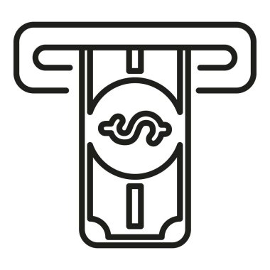 ATM para ikonu ana hatları vektörü. Para finansmanı. Bozuk para yatırımı