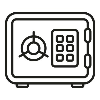 Para dijital güvenli ikon ana hatları vektörü. Banka finansmanı. Para sermayesi