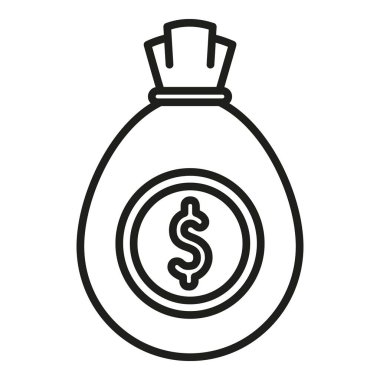 Para çantası ikonu ana hat vektörü. Banka finansmanı. Bozuk para rezervi