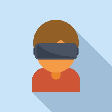 Çocuk vr kulaklık simgesi düz vektör. Sanal gerçeklik gözlükleri. Dijital video