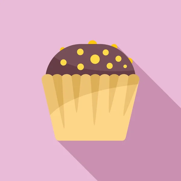 Σοκολάτα Εικονίδιο Κέικ Επίπεδη Διάνυσμα Φαγητό Κεκάκι Γλυκό Φρέσκο — Διανυσματικό Αρχείο