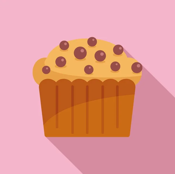 Torta Muffin Ikon Lapos Vektor Ételkenyér Édes Friss — Stock Vector