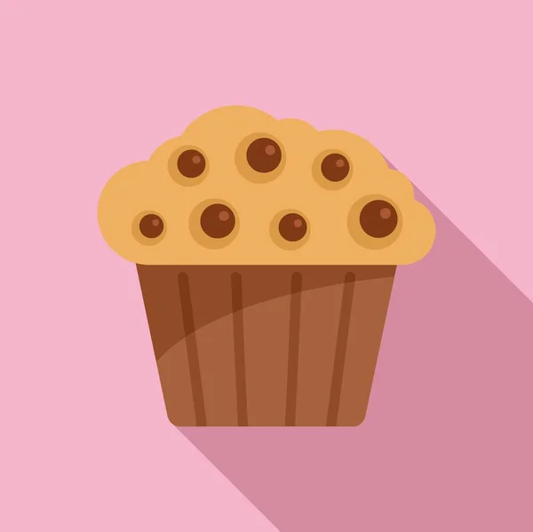 Doce Ícone Muffin Vetor Plano Bolo Chocolate Pastelaria Alimentar — Vetor de Stock