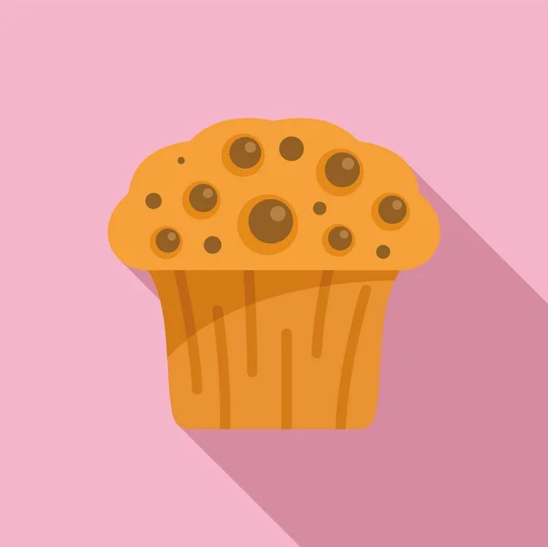 Frühstück Muffin Symbol Flachen Vektor Kuchenessen Niedliches Brot — Stockvektor