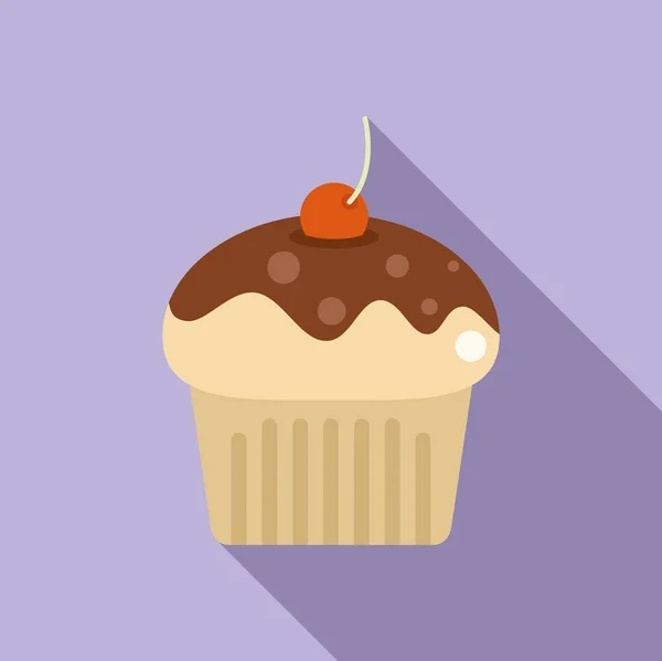 Gebäck Muffin Symbol Flachen Vektor Kuchenessen Niedliche Ernährung — Stockvektor