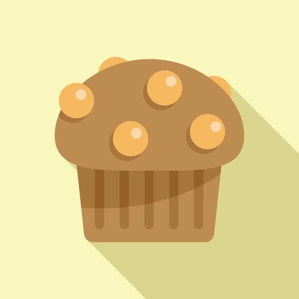Panadería Icono Muffin Vector Plano Comida Para Pasteles Lindo Pan — Vector de stock