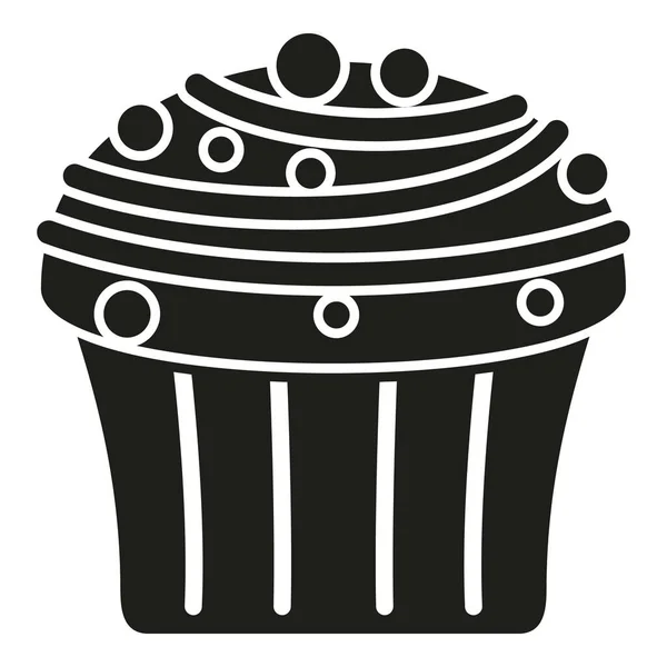 Muffin Myrtille Icône Vecteur Simple Gâteau Doux Frais — Image vectorielle