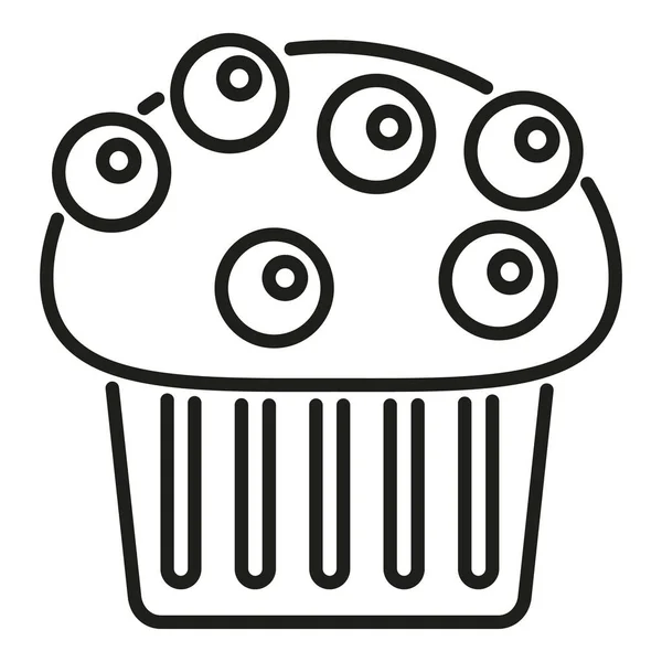 Chocolade Muffin Icoon Omtrek Vector Eten Cupcake Zoet Vers — Stockvector