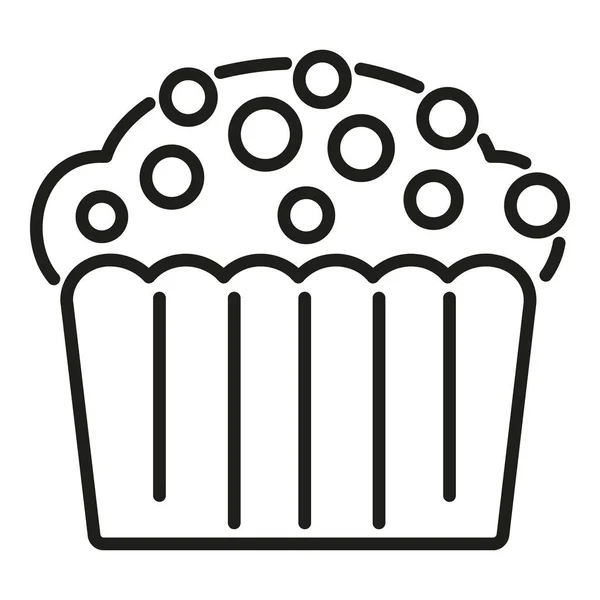 Εικονίδιο Cupcake Διάνυσμα Περίγραμμα Φαγητό Για Κέικ Γλυκό Μενού — Διανυσματικό Αρχείο