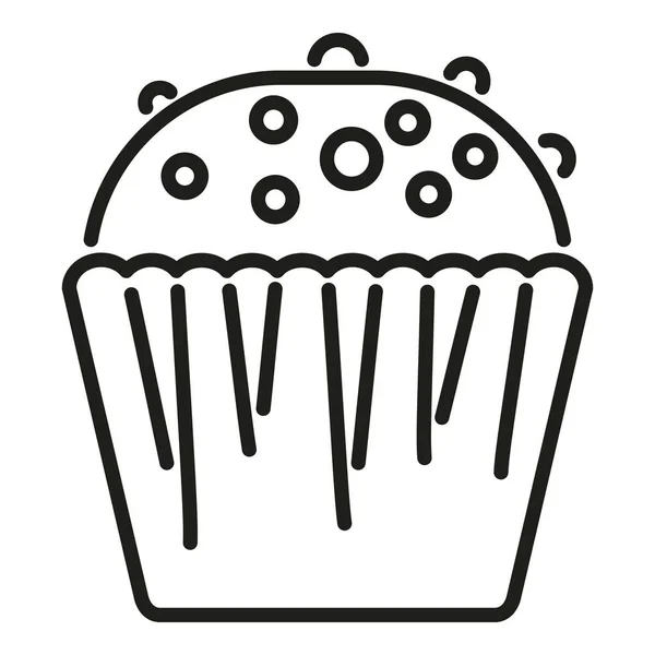 Blueberry Ícone Muffin Contorno Vetor Bolo Comida Doce Fresco — Vetor de Stock