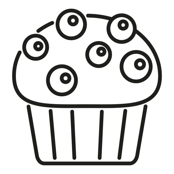 Brot Muffin Symbol Umrissvektor Kuchenessen Süßer Chip — Stockvektor