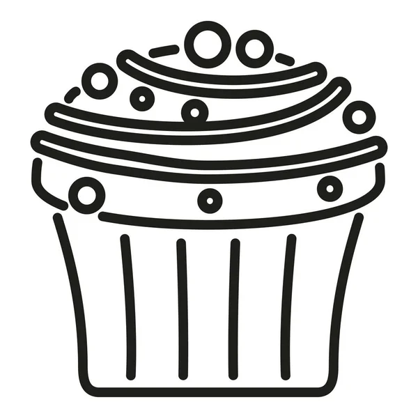 Muffin Alimento Icono Contorno Vector Pan Pastel Dulce Fresco — Archivo Imágenes Vectoriales