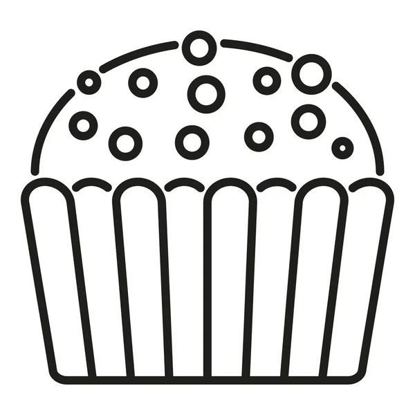 Традиционный Вектор Контура Иконы Кекса Пирожное Милый Хлеб — стоковый вектор