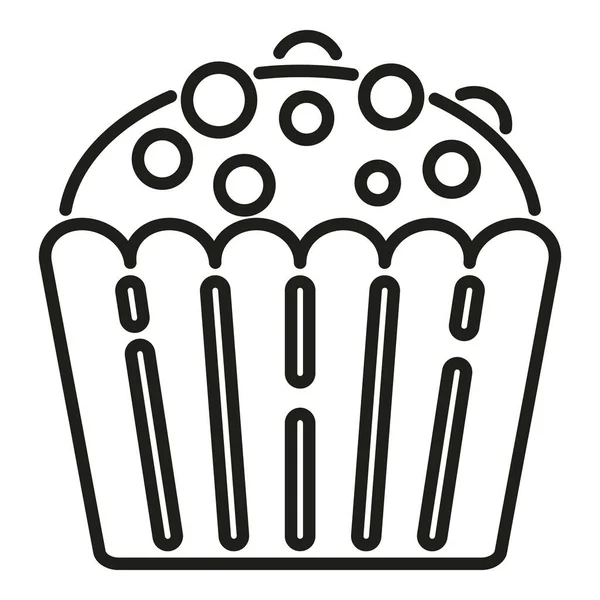Сладкий Вектор Контура Иконки Кекса Шоколадный Торт Выпечка — стоковый вектор