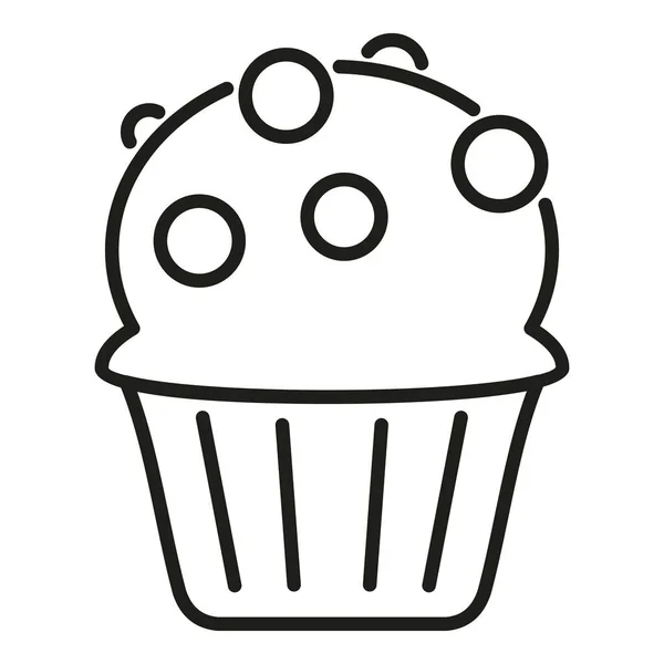 Chip Muffin Icoon Omtrek Vector Taartvoedsel Zoet Vers — Stockvector