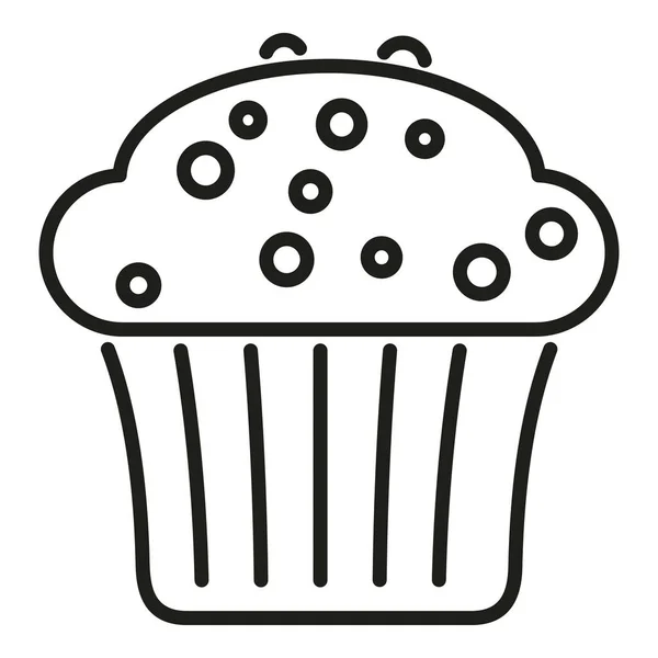Muffin Trigo Icono Contorno Vector Pastel Comida Pastelería Dulce — Archivo Imágenes Vectoriales
