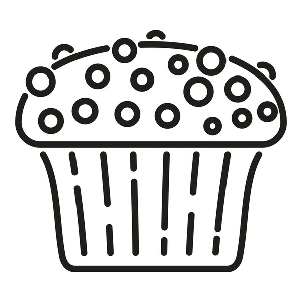 Desayuno Muffin Icono Contorno Vector Comida Para Pasteles Lindo Pan — Archivo Imágenes Vectoriales