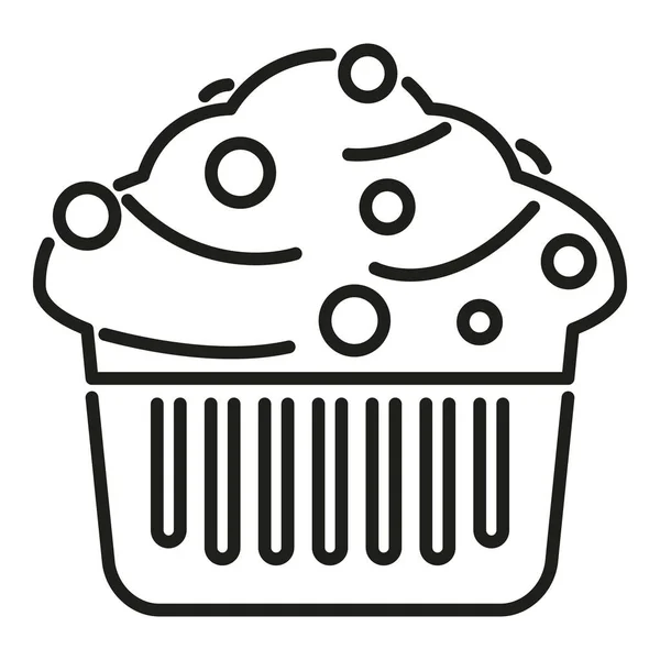 Dessert Muffin Icon Outline Vektor Kuchenessen Gebäck Süß — Stockvektor