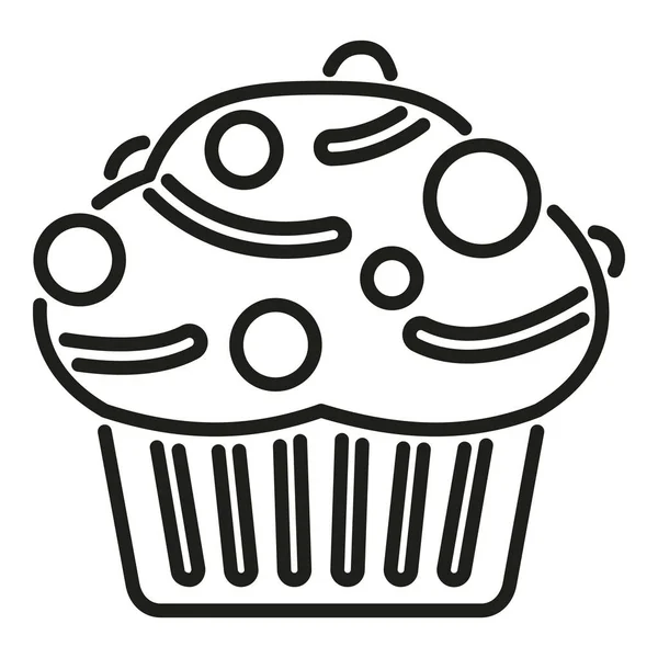 Maaltijden Muffin Pictogram Omtrek Vector Bakkerij Menu Voedselbrood — Stockvector