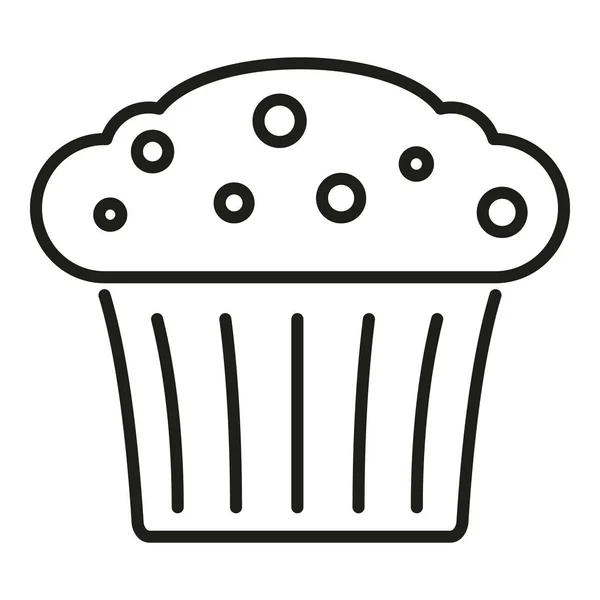 Gesunde Muffin Symbol Umrissvektor Kuchenessen Süße Speisekarte — Stockvektor
