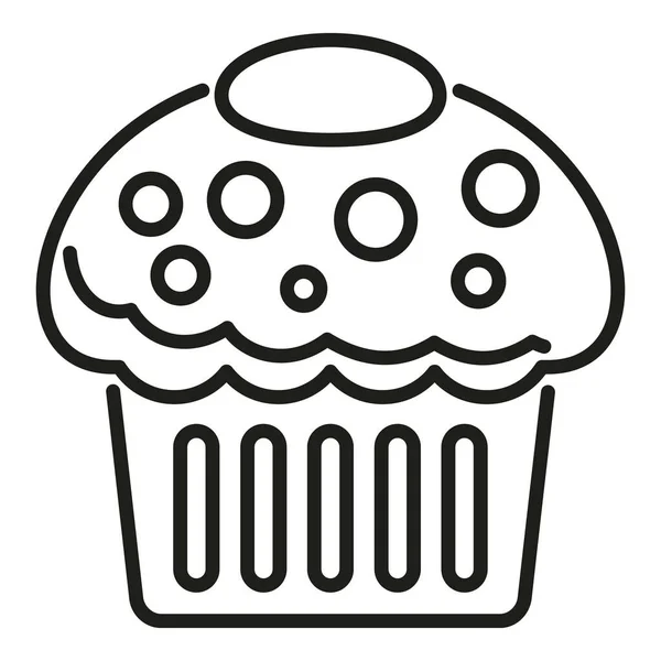 Cupcake Icône Contour Vecteur Des Gâteaux Boulangerie Sucrée — Image vectorielle