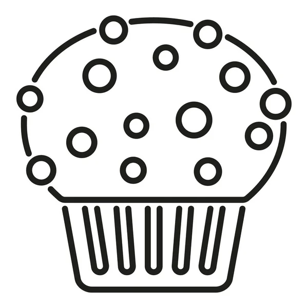 Boulangerie Muffin Icône Contour Vecteur Des Gâteaux Mignon Pain — Image vectorielle