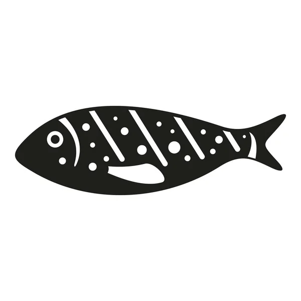 Grillad Fisk Ikon Enkel Vektor Grillmat Sommarmiddag — Stock vektor