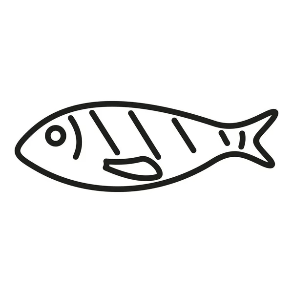 Vektor Obrysu Grilované Ryby Grilované Jídlo Letní Večeře — Stockový vektor