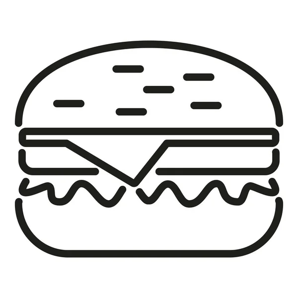 Hamburguesa Icono Alimentos Contorno Vector Filete Bbq Cocinar Asado — Vector de stock