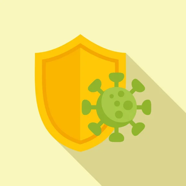 Virus Shield Protection Icon Flat Vector Stop Immune Infection Person — Stock Vector