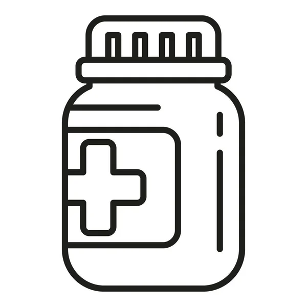 Pills Jar Icon Outline Vector Zdraví Systému Ochrana Osob — Stockový vektor