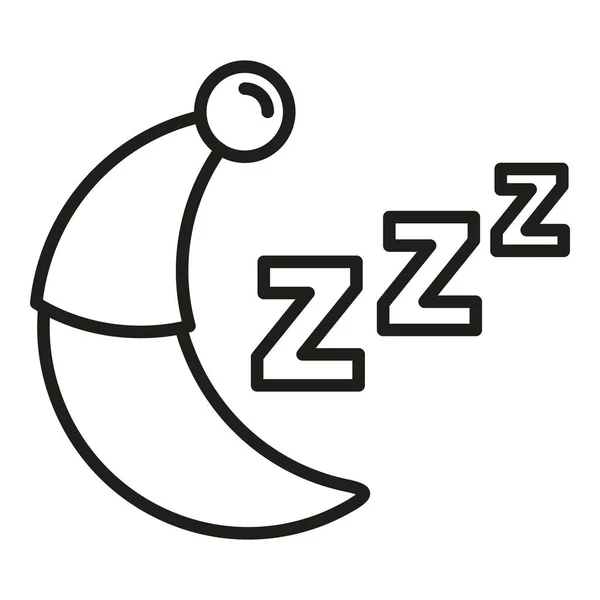 沉睡的月亮图标轮廓矢量 睡眠问题 紧张的夜晚 — 图库矢量图片