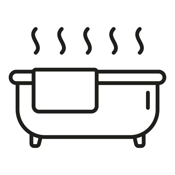 Νύχτα Ζεστό Μπάνιο Εικονίδιο Διάνυσμα Περίγραμμα Πρόβλημα Ύπνου Πρόσωπο Στρες — Διανυσματικό Αρχείο