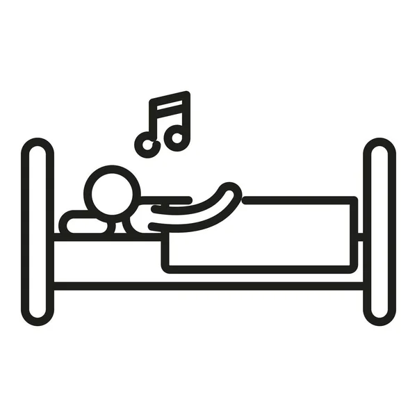 Person Sleep Music Icon Outline Vector Insomnia Problem Stress Awake — Stock Vector