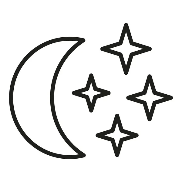 Night Moon Icon Outline Vector Sleep Problem Stress Person — Stock Vector