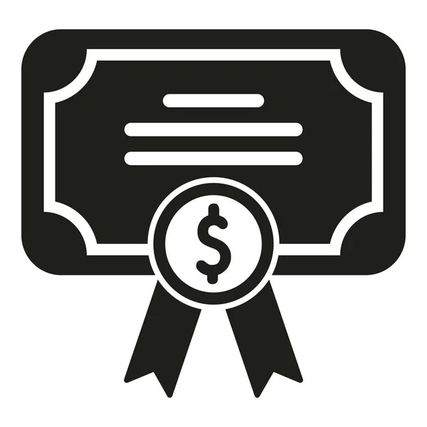 Icône Certificat Argent Vecteur Simple Réserve Monnaie Prêt Dépôt — Image vectorielle