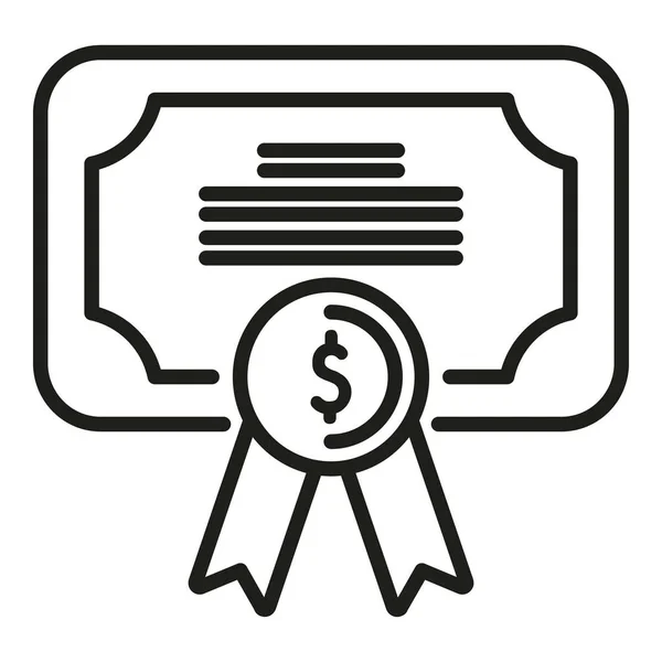 Vecteur Contour Icône Certificat Monétaire Réserve Monnaie Prêt Dépôt — Image vectorielle