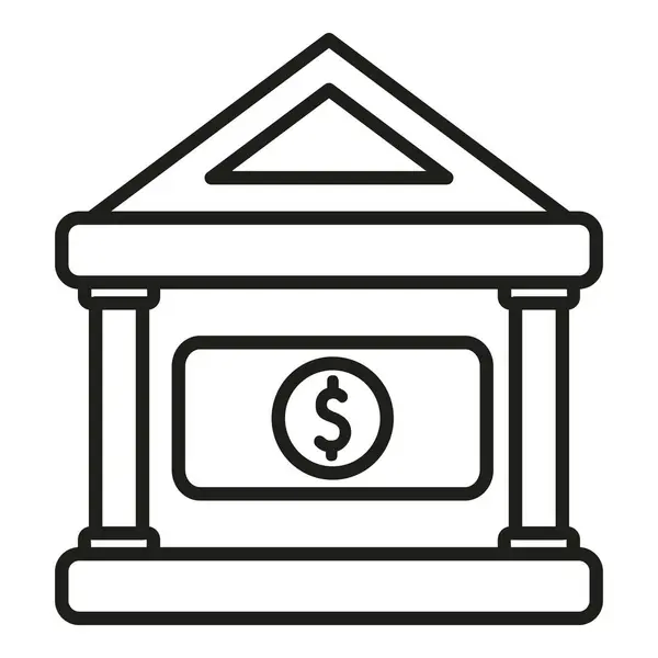 Vetor Contorno Ícone Edifício Bancário Finanças Monetárias Reserva Moeda — Vetor de Stock